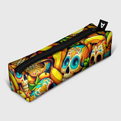 Пенал Colorfull skulls and bananas - pop art pattern