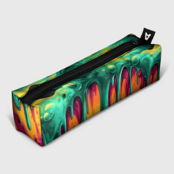 Пенал для ручек Зелено-оранжевая клякса, цвет: 3D-принт