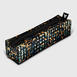 Пенал Тёмный синий с оранжевым кубики абстракция