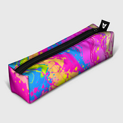 Пенал для ручек Яркая абстракция из розовых и голубых красок, цвет: 3D-принт