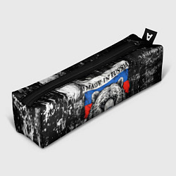 Пенал для ручек Медведь на фоне Росийсского флага, цвет: 3D-принт