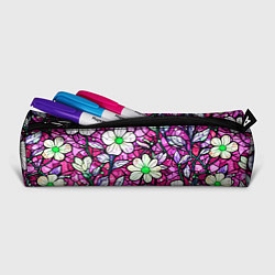 Пенал для ручек Цветочный розовый витраж, цвет: 3D-принт — фото 2