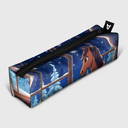 Пенал для ручек Лошадка зимней звездной ночью, цвет: 3D-принт