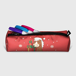Пенал для ручек Новогодняя лошадка с подарками, цвет: 3D-принт — фото 2