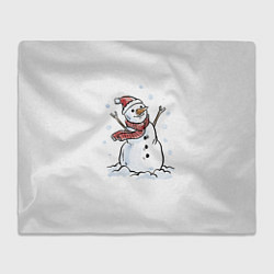 Плед флисовый Снеговик, цвет: 3D-велсофт