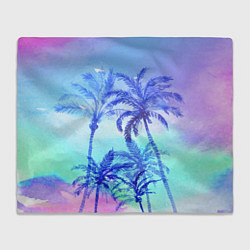Плед флисовый Неоновые пальмы, цвет: 3D-велсофт