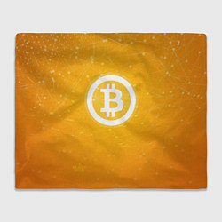 Плед флисовый Bitcoin Orange, цвет: 3D-велсофт