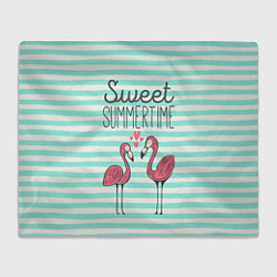 Плед флисовый Sweet Summer Flamingo, цвет: 3D-велсофт