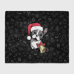 Плед флисовый Merry Christmas - french bulldog, цвет: 3D-велсофт
