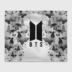 Плед флисовый BTS: Grey Butterflies, цвет: 3D-велсофт