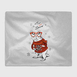 Плед флисовый Let it snow - white rat, цвет: 3D-велсофт