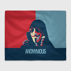 Плед флисовый Anonymous поп арт мем, цвет: 3D-велсофт