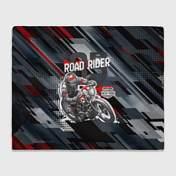 Плед флисовый Road rider мотоциклист, цвет: 3D-велсофт