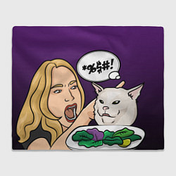 Плед флисовый Woman yelling at a cat, цвет: 3D-велсофт