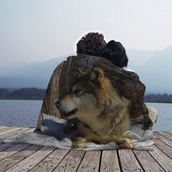 Плед флисовый Волк лежит на снегу, цвет: 3D-велсофт — фото 2