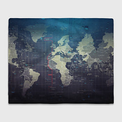 Плед флисовый Карта мира, цвет: 3D-велсофт