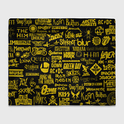 Плед флисовый Логотипы рок групп GOLD, цвет: 3D-велсофт