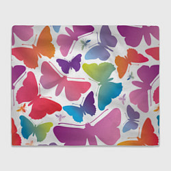 Плед флисовый Разноцветные бабочки, цвет: 3D-велсофт
