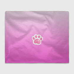 Плед флисовый Розовая лапка с подушечками, цвет: 3D-велсофт
