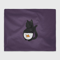 Плед флисовый Довольный кот, цвет: 3D-велсофт