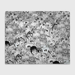 Плед флисовый Ahegao monochrome, цвет: 3D-велсофт