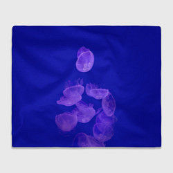 Плед флисовый Медузы в синей глубине, цвет: 3D-велсофт