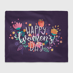 Плед флисовый Открытка Women day, цвет: 3D-велсофт