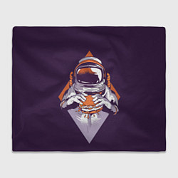 Плед флисовый Космонавт ест бургер, цвет: 3D-велсофт