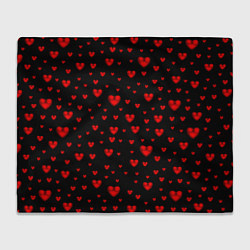 Плед флисовый Красные сердца, цвет: 3D-велсофт