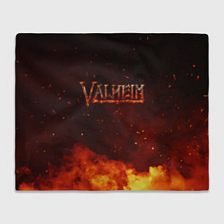 Плед флисовый Valheim огненный лого, цвет: 3D-велсофт
