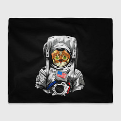 Плед флисовый Кот Космонавт США, цвет: 3D-велсофт