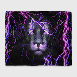 Плед флисовый НЕОНОВЫЙ ЛЕВ NEON LION, цвет: 3D-велсофт