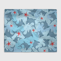 Плед флисовый Акулы паттерн, цвет: 3D-велсофт