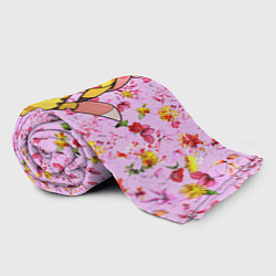 Плед флисовый Пикачу в цветочках, цвет: 3D-велсофт — фото 2