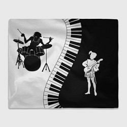 Плед флисовый Черно Белое пианино, цвет: 3D-велсофт