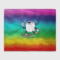 Плед флисовый Туалетная бумага на скейте, цвет: 3D-велсофт