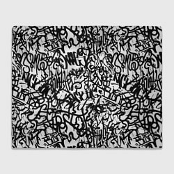 Плед флисовый Graffiti black on white, цвет: 3D-велсофт