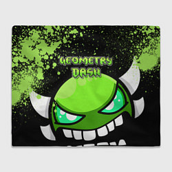 Плед флисовый Geometry Dash: Green Evil, цвет: 3D-велсофт
