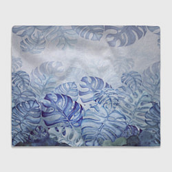 Плед флисовый Синие листья, цвет: 3D-велсофт