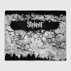 Плед флисовый Надпись Слипкнот Рок Группа ЧБ Slipknot, цвет: 3D-велсофт