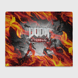 Плед флисовый DOOM ETERNAL ДУМ ПАЛАЧ РОКА В ОГНЕ, цвет: 3D-велсофт