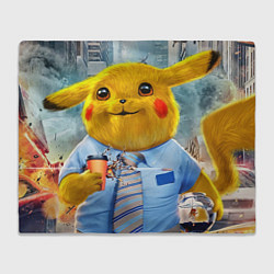 Плед флисовый PIKACHI PIKA PIKA GUY ПИКАЧУ ПЬЁТ КОФЕ, цвет: 3D-велсофт