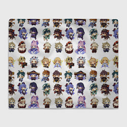 Плед флисовый Все герои Геншин Импакта чиби паттерн, цвет: 3D-велсофт