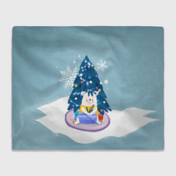 Плед флисовый Медвежонок под новогодней елкой, цвет: 3D-велсофт