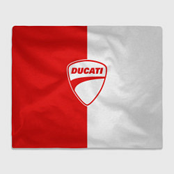 Плед флисовый DUCATI WHITE RED STYLE LOGO, цвет: 3D-велсофт