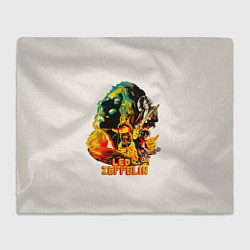 Плед флисовый Группа Led Zeppelin арт, цвет: 3D-велсофт