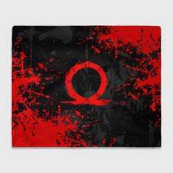 Плед флисовый GOD OF WAR LOGO RED, БРЫЗГИ КРАСОК, цвет: 3D-велсофт