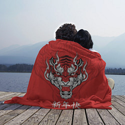 Плед флисовый Красный тигр - дракон, цвет: 3D-велсофт — фото 2
