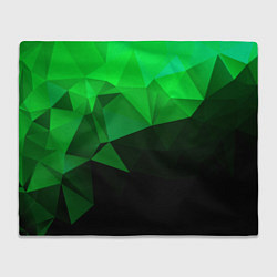 Плед флисовый Изумрудный Зеленый Геометрия, цвет: 3D-велсофт