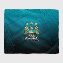 Плед флисовый Manchester City Teal Themme, цвет: 3D-велсофт